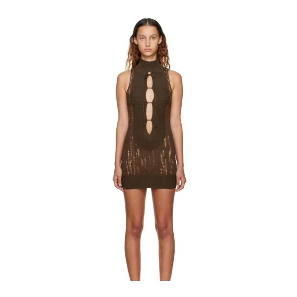 GUIZIO Distressed Knit Mini Dress